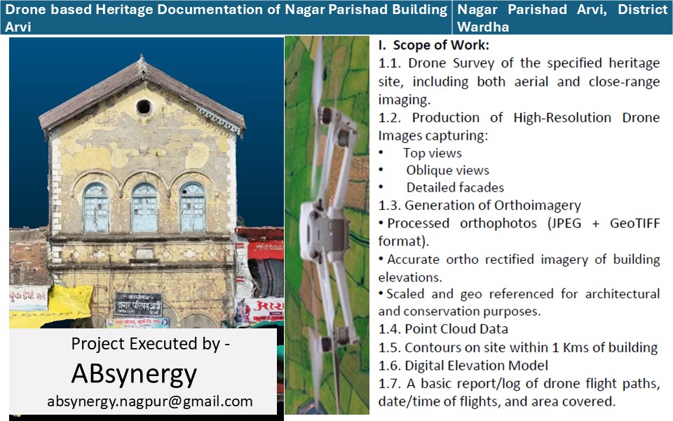 Drone-Based Heritage Documentation of Nagar Parishad Building, Arvi — Vasudhayan project for Nagar Parishad Arvi
